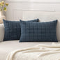 MIULEE Lumbar Corduroy Decorative Throw Pillow Covers 12x20 Blue Pack of 2 | by MIULEE