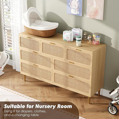 GarveeHome Rattan 7 Drawer Dressers - Image 5