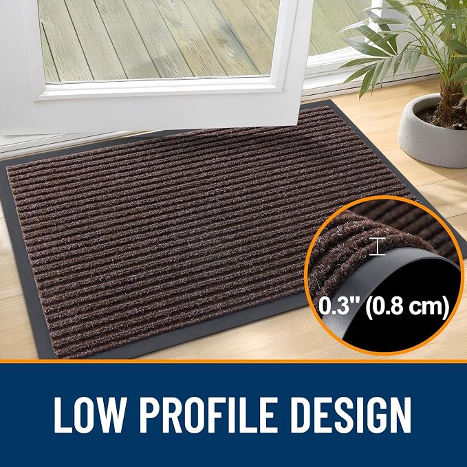 OLANLY 2-Pack Front Door Mats 71x47, Waterproof Heavy-Duty Doormats | Tan - Image 4