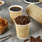 8 OZ Coffee Cups, 120 Count Insulated Ripple Wall Paper Hot Coffee Cups for Hot Beverage