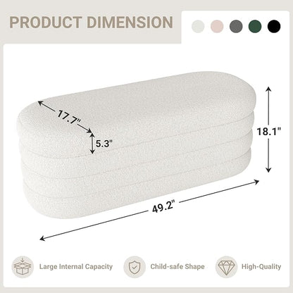 Busaurus Storage Ottoman Bench 49.2 Inch Upholstered Fabric Storage Bench - Image 2