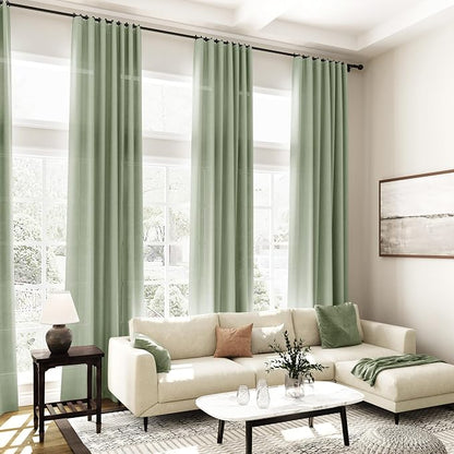 Light Sage Linen Curtains 90 Inch Long 2 Panels Set - Image 7