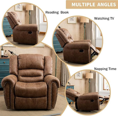 CANMOV Leather Recliner Chair Set of 2, Classic and Traditional Manual Recliner - Image 5