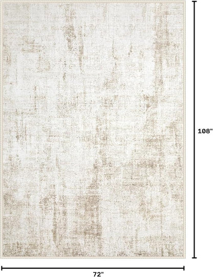 6x9 Area Rugs Washable Rug: Abstract Neutral Rugs Modern Non Slip Area Rug - Image 2