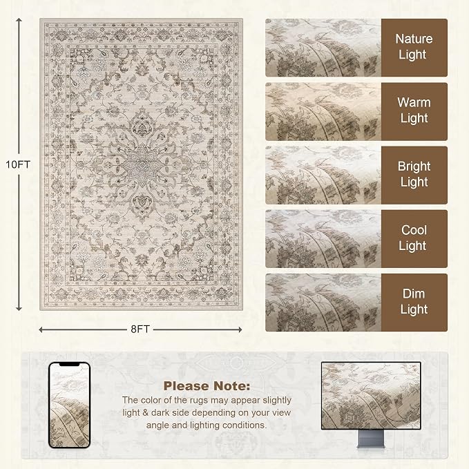 8x10 Area Rugs Living Room: Washable Rug - Image 2