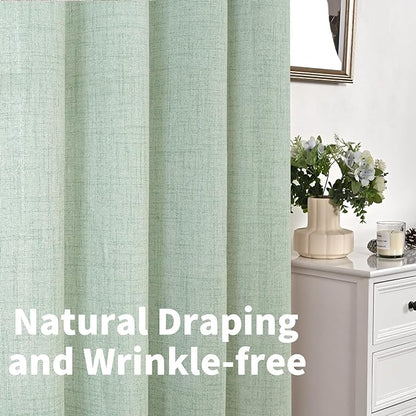 YoungsTex Sage Green Kitchen Window Curtains, Short Linen Drapes - Image 8