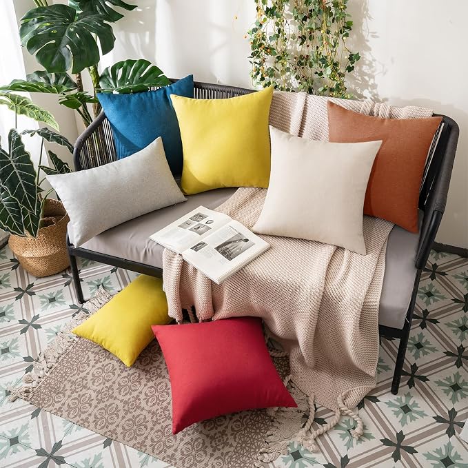 MIULEE Pack of 2 Decorative Outdoor Solid Waterproof Throw Pillow Covers Faux - Image 8