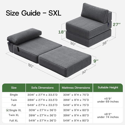Convertible 4-in-1 Folding Sofa Bed Boneless Sleeper Chair Couch Foldable - Image 2