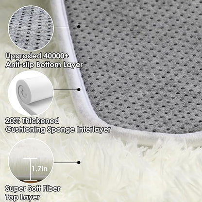 Cream White Rugs for Living Room Bedroom, 5x8 Fluffy Bedside Area Rug, Soft - Image 3