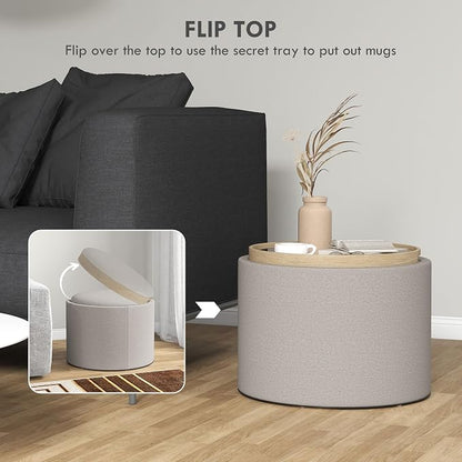 HOMCOM Round Storage Ottoman - Image 4