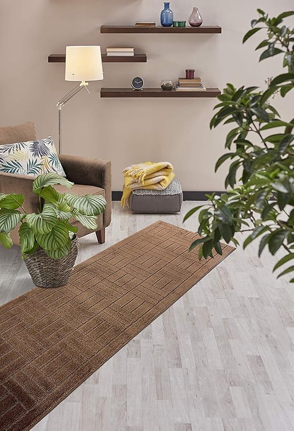 Custom Length Hallway Runner Rug, Slip Resistant, Bricks Brown, 26 Inch X 23 - Image 5
