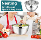 E-far Mixing Bowls with Lids, 12-Piece Stainless Steel Salad Bowls Metal Nesting Bowls for Baking Cooking and Prepping, Airtight Lids & Stackable Design, Size 7, 4.5, 3, 1.5, 1.2, 0.7 QT (Blue)