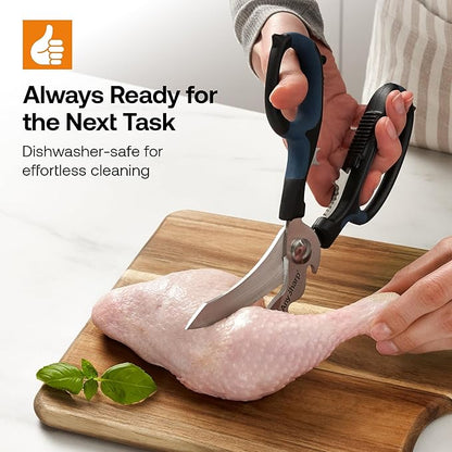 AnySharp 5-in-1 Multi-Function Kitchen Shears - Kitchen Scissors Heavy Duty with Hardened Steel Blades - Cut Chicken Bones and Thick Fabrics - Grip for Both Left and Right Handed - Dishwasher Safe