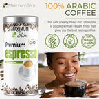 Maximum Slim Premio Instant Espresso Powder – Bold & Rich Flavor 100% Arabica Beans - Non-GMO, Gluten-Free – Premium Medium Roast Coffee 14.1 oz Resealable Jar = Café Instantáneo