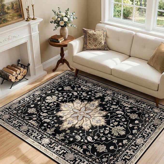 RELEANY Washable Area Rug, Water Repellent, Pet Friendly, Vintage Floral Boho - Image 2