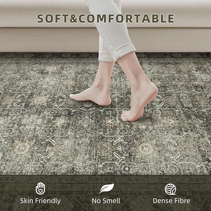 8x10 Retro Washable Area Rugs for Living Room, Dining Room, Nursery | Ultra - Image 5