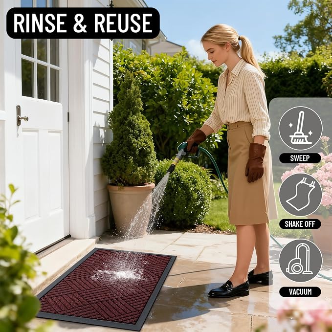 OLANLY Front Door Mat Outside Entrance 35x23, Waterproof Heavy-Duty Doormat | - Image 8