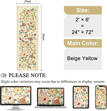 DUKINO 2x6 Hallway Runner Rug, Washable Kitchen Rugs Non Slip, Floral Indoor Rug - Image 2