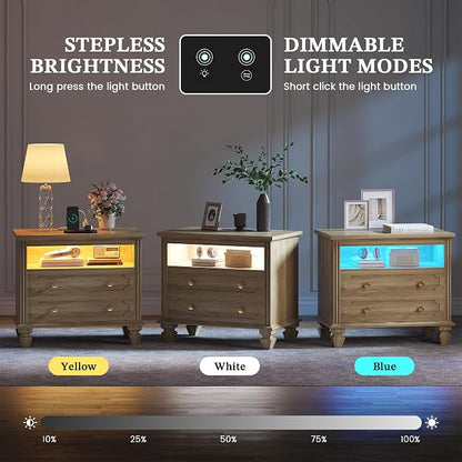 FREDEES 28'' Large Nightstands Set of 2, Smart Bedside Tables - Image 3