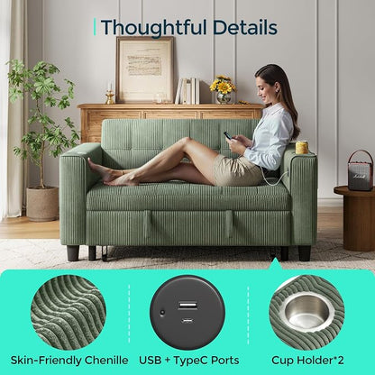 LINSY 54" Pull Out Couch with Charging Station - Image 5