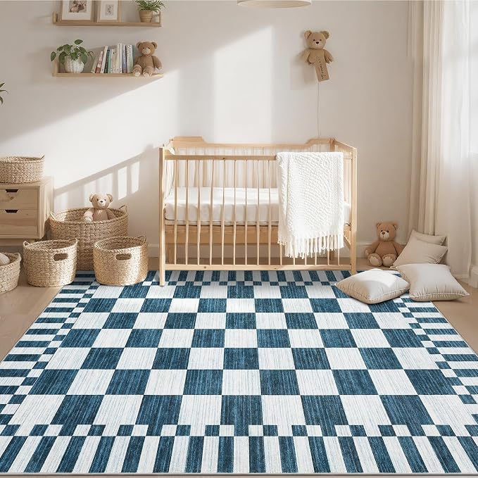 GarveeHome Blue Checkered Rug 6x9 Area Rugs - Image 3