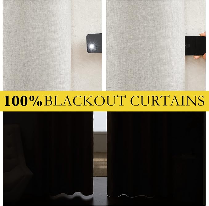 NICETOWN Linen Blackout Curtains - Image 2