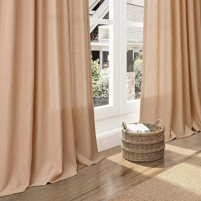 Camel Linen Curtains for Living Room 92 Inches Long Back Tab and Rod Pocket - Image 5