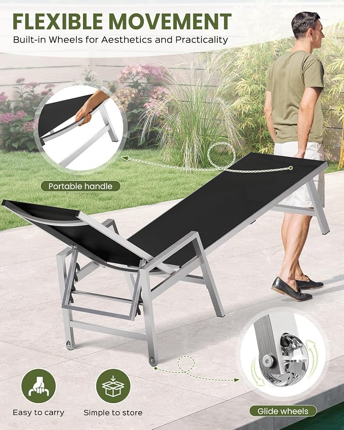 Vexwalx Patio Chaise Lounge Chair Outdoor - Image 5