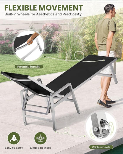 Vexwalx Patio Chaise Lounge Chair Outdoor - Image 5