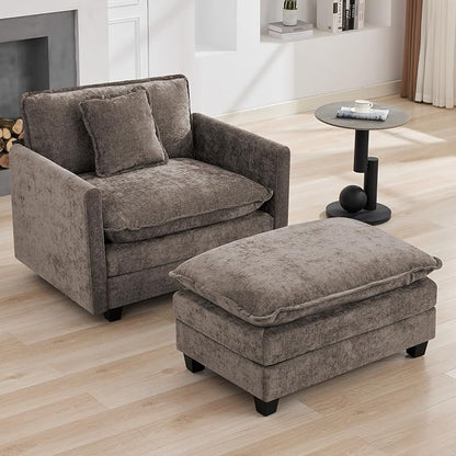 35‘’ Modern Chenille Cloud Sofa Ottoman, Rectangle Ottoman - Image 5