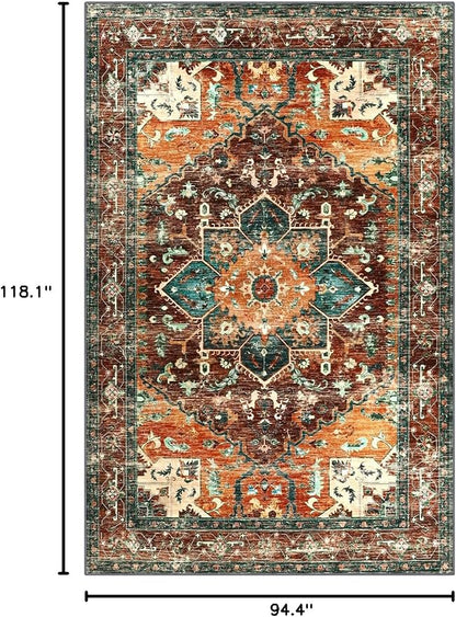 Yamaziot 8x10 Large Area Rug, Non-Slip Washable Boho Living Room Rug | Stain - Image 2