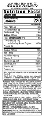 Monster Energy Java Monster Mean Bean, Coffee + Energy Drink, 15 Ounce (Pack of 12)