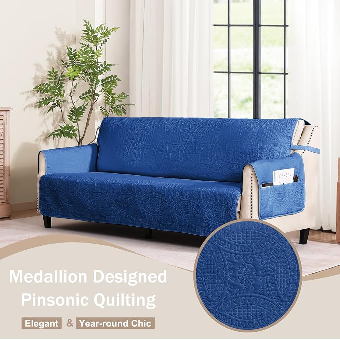 Blue Quilted Recliner Covers, Waterproof Recliner Chair Covers, Lazy Boy Chair - Image 9