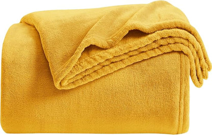 KMUSET Fleece Blanket Honey Yellow Lightweight Super Soft Cozy Fuzzy Bed - Image 2