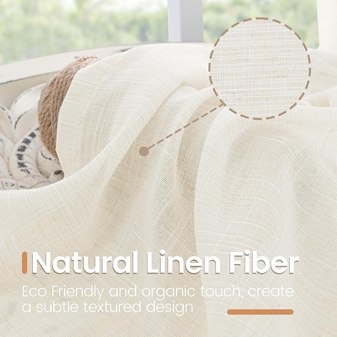 BGment 108 Inches Long Ivory Linen Curtains - Image 3
