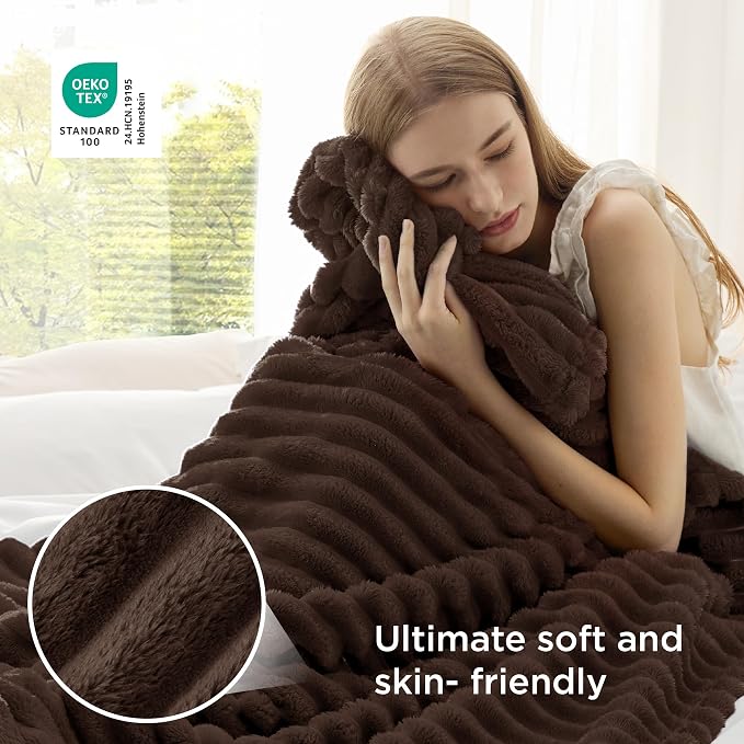Bedsure Soft Chocolate BrownThrow Blanket - Image 4