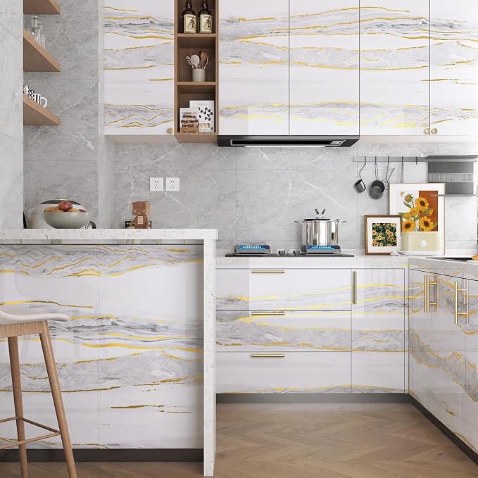 LaCheery White Grey Gold Marble Contact Paper - Image 4
