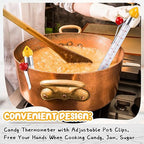 Photect 1 Pcs Candy Thermometer with Pot Clip 8" Deep Fry Oil Thermometer Instant Read Cooking Food Thermometers Sugar Syrup Jam Jelly Oil Candy Temperature Kitchen Accessories for Home Cooking