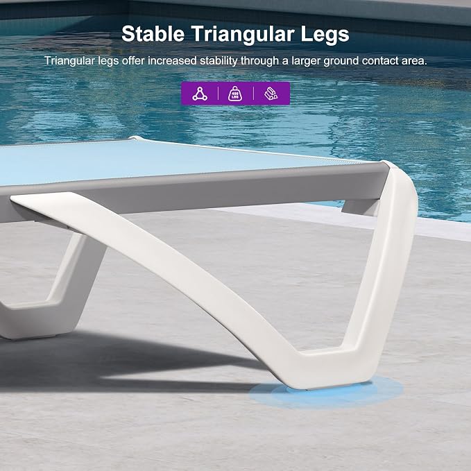 PURPLE LEAF Patio Chaise Lounge Chair Set Outside Aluminum Plastic Stackable - Image 7