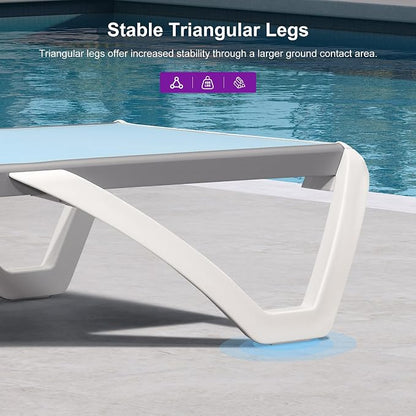 PURPLE LEAF Patio Chaise Lounge Chair Set of 3 Outside Aluminum Plastic - Image 7