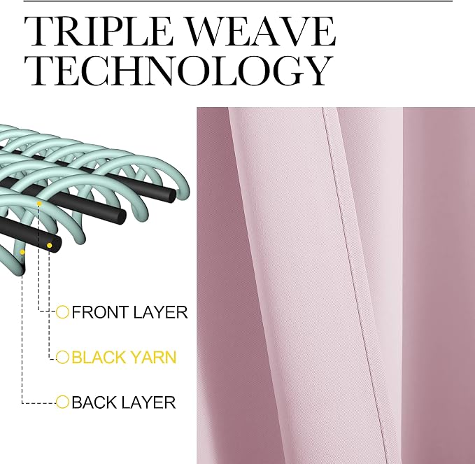 NICETOWN Baby Pink Blackout Curtains 120 inches Length - Image 3