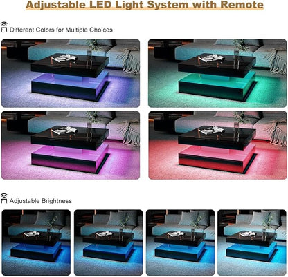 HedoAjim Black LED Coffee Table - Image 3