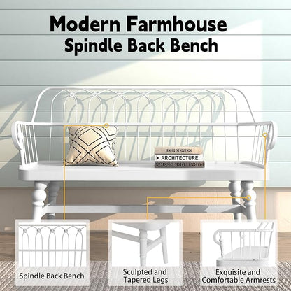 DIBRATY Entryway Bench, Spindle Back Wooden Dinning Bench, Farmhouse Foyer Bench - Image 6