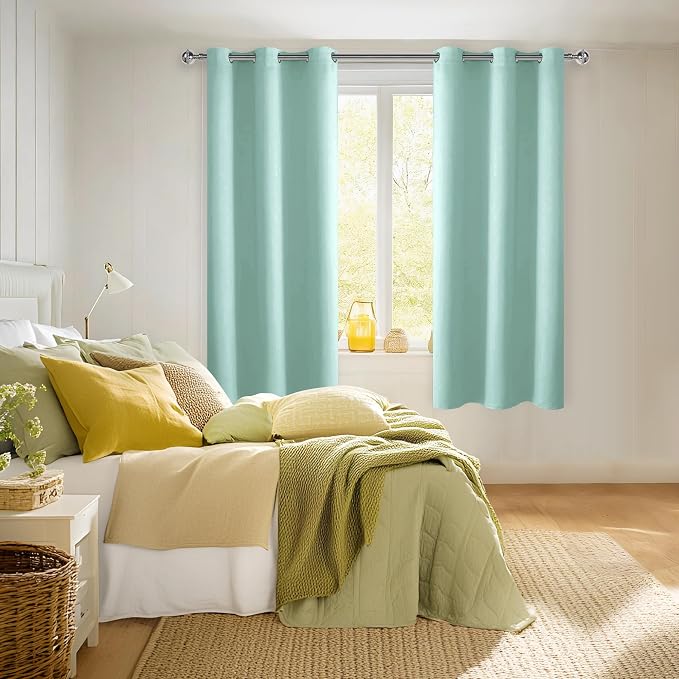 Room Darkening Window Curtains for Bedroom 2 Panels Aqua 38x63 Inch | Thermal - Image 6