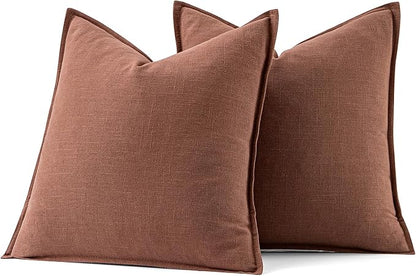 MIULEE Decorative Linen Pillow Covers 20x20 Inch Rust Red | Boho Farmhouse​ - Image 7