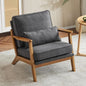 Karl home Accent Chair Wide Armrest Mid-Century Lounge Chair Linen Fabric by Karlhome