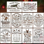Christmas Stencils for Painting A4 Christmas Stencils for Crafts Reusable Holiday Drawing Templates for Wood Fabrics Door Mat Porch Hanger Winter Decor(XMS Stencil A402/10P)