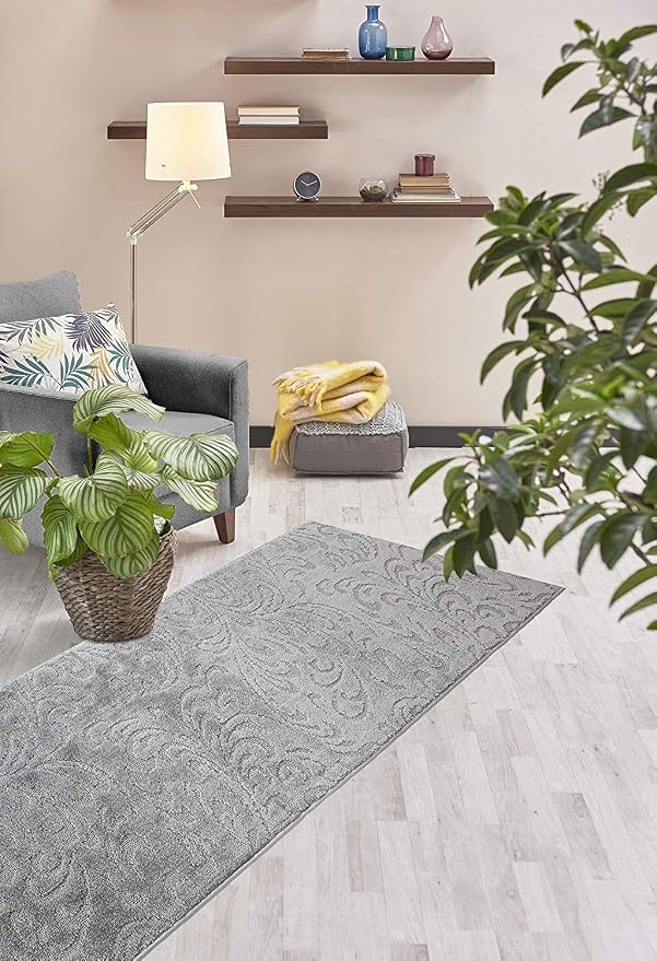 Custom Length Hallway Runner Rug, Slip Resistant, Floral Grey, 26 Inch X 21 feet - Image 4