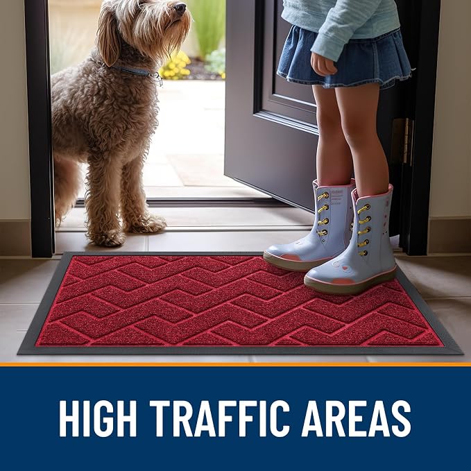 OLANLY Front Door Mat Outside 29.5x17, All-Season Absorbent Rubber Doormat | - Image 8