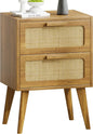 YAUKOMEL Rattan Nightstand, Wood End Table, Side Table by YAUKOMEL